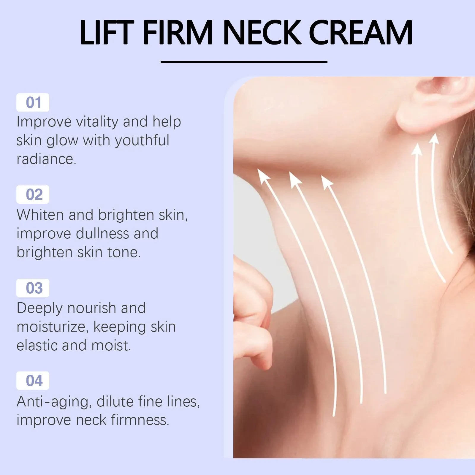 Neck skin cream jar with 50g moisturising formulation containing hyaluronic acid and coffee extract