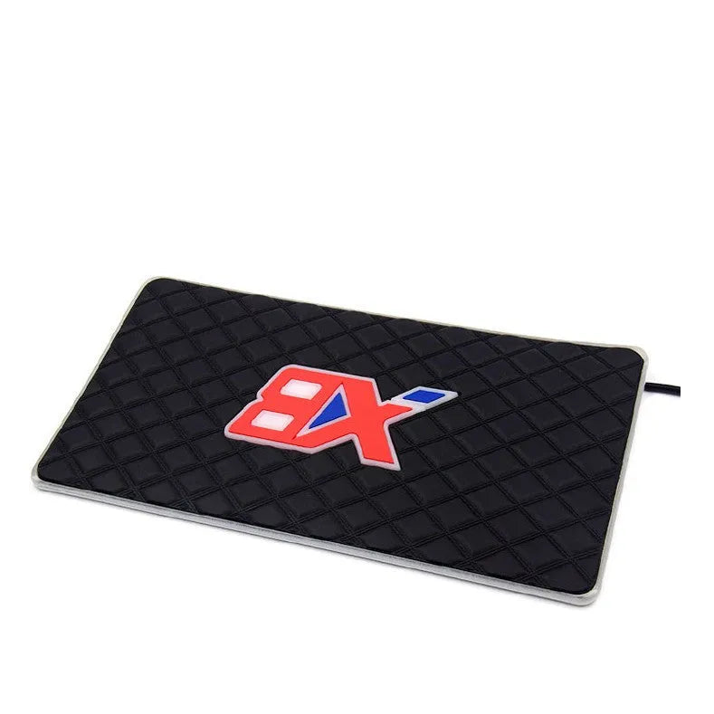 Black car interior atmosphere light with sound control, multicolor LED pad, USB socket, style A projection