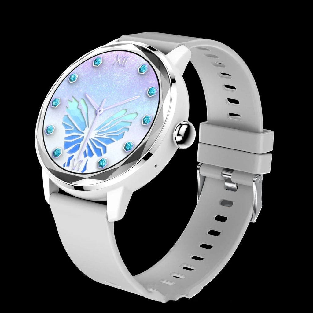 Ladies smart watch with TFT screen, heart rate and blood oxygen monitoring, Bluetooth calling, waterproof, in silver colour