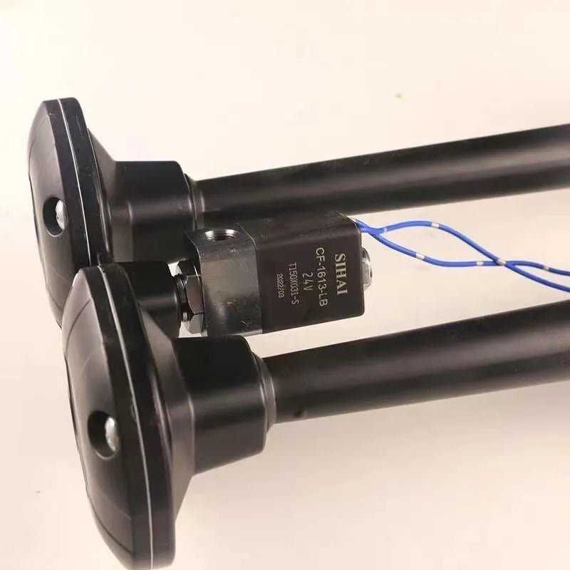 Black dual trumpet 300dB air horn kit for 12V and 24V vehicle installation