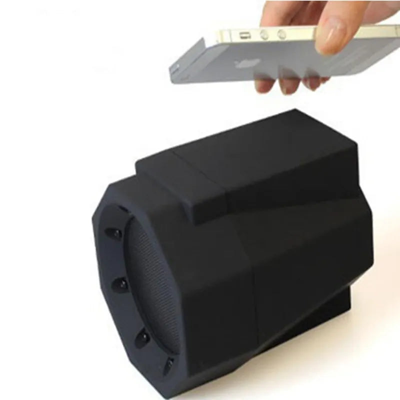 Smart magnetic induction resonance speaker in black, 15.5x12.5x11 cm, with USB interface and resonance induction connection