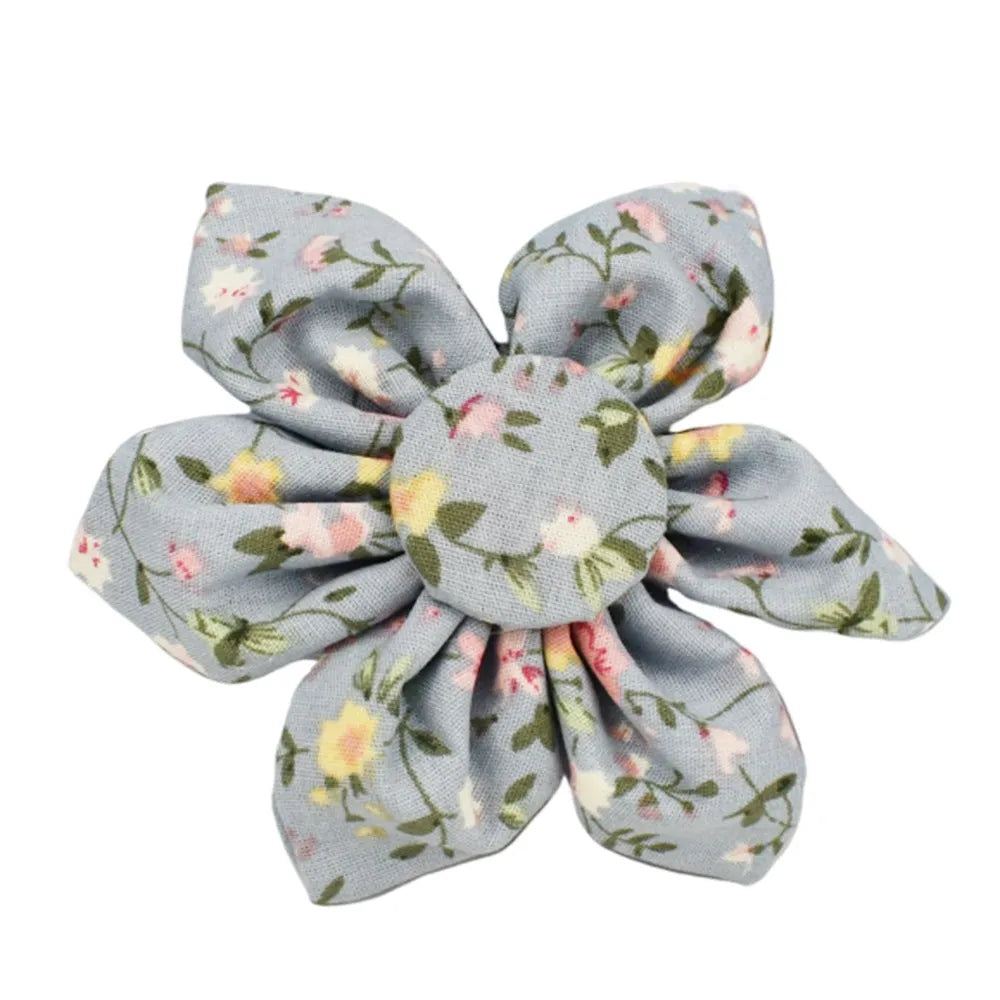 Blue floral dog accessory set with collar, leash, vest, bow tie and poop bag holder