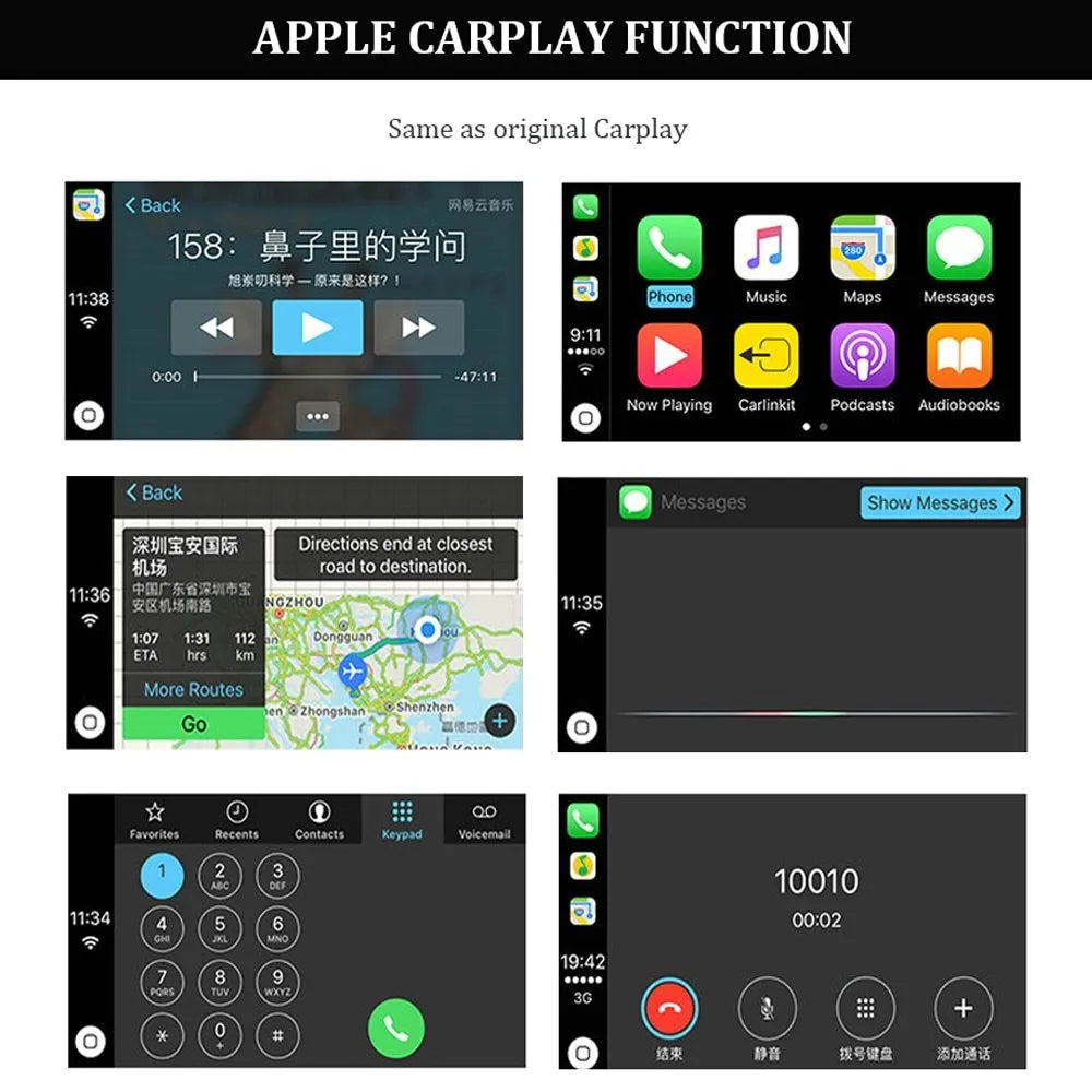 Black Wireless CarPlay USB dongle for Android car stereos with mirror display function