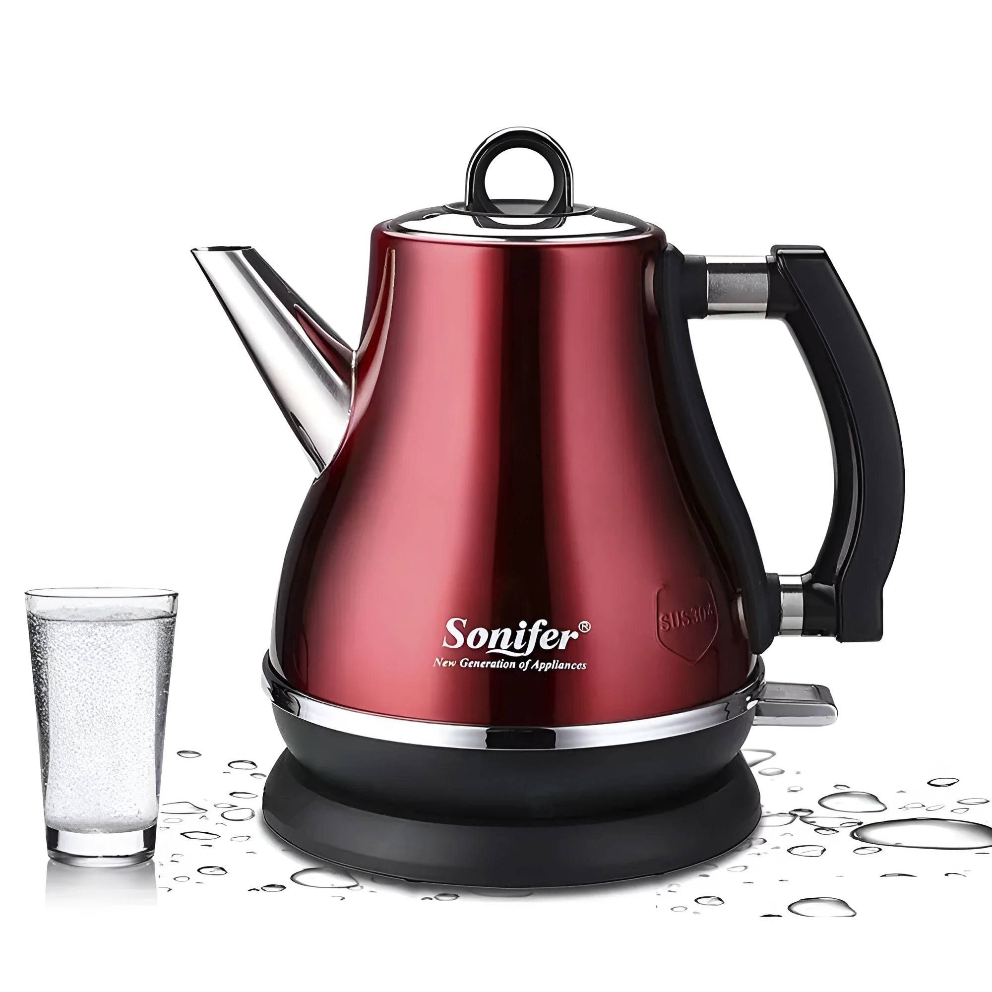 Son-Mother Pot set, a retro-style stainless steel teapot with 1.2L capacity shown in black, blue, and red colour options.