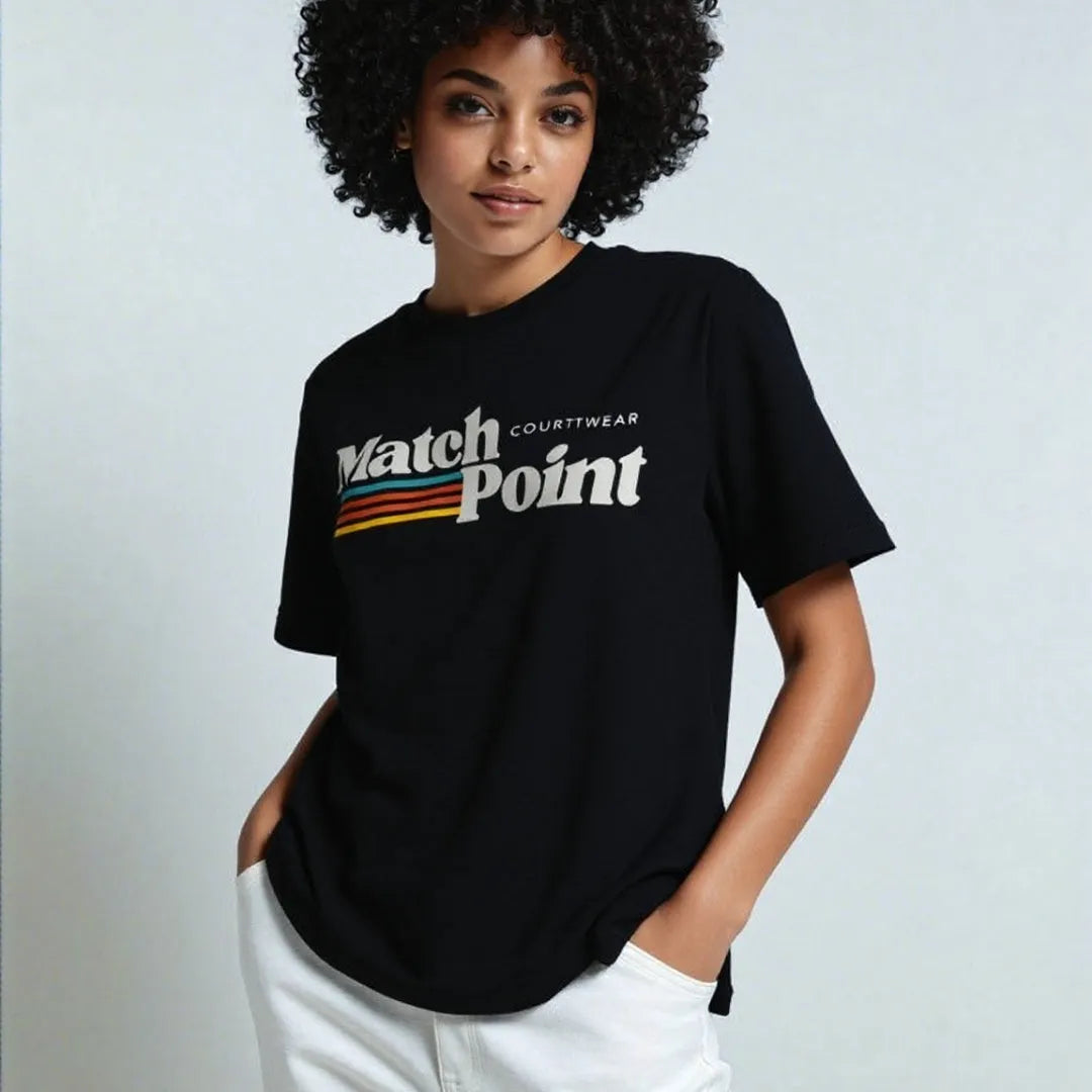 Black men's T-shirt with a 3D digital print pattern, featuring a round neck and short sleeves.