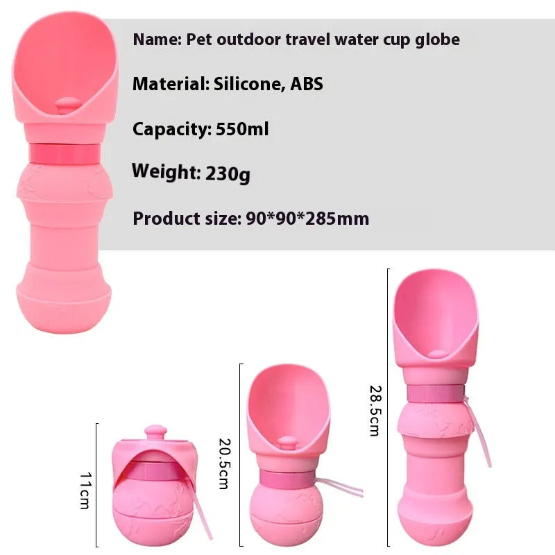 Collapsed and expanded silicone pet folding water cup in multiple colour options