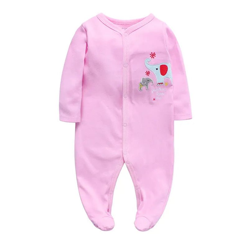 Cotton baby one-piece clothes in a dinosaur print design for infants aged 3 to 12 months