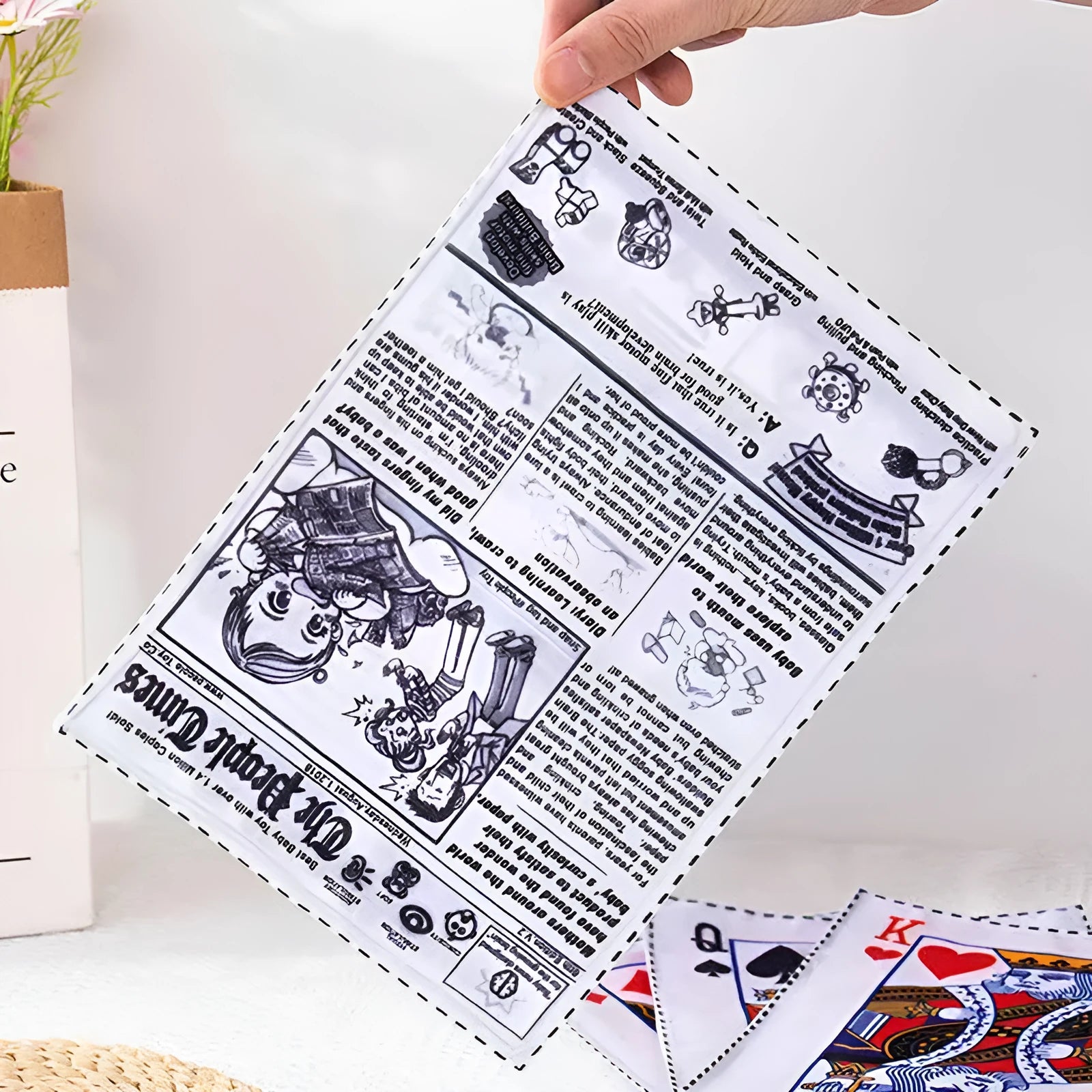 Tearproof pet dog sound toy in playing card design with simulated newspaper squeaking function