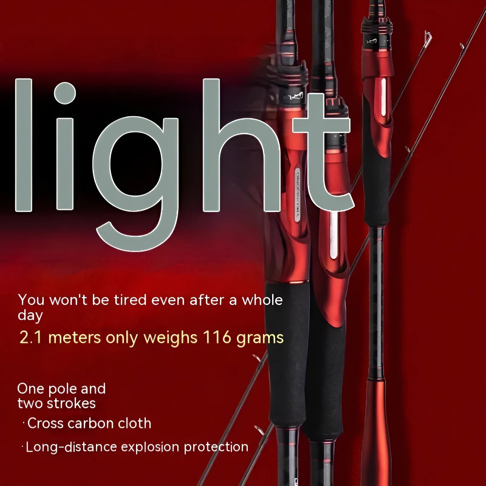 Carbon ultralight fishing rod with straight and pikestaff handle options in 2.1m and 2.4m lengths