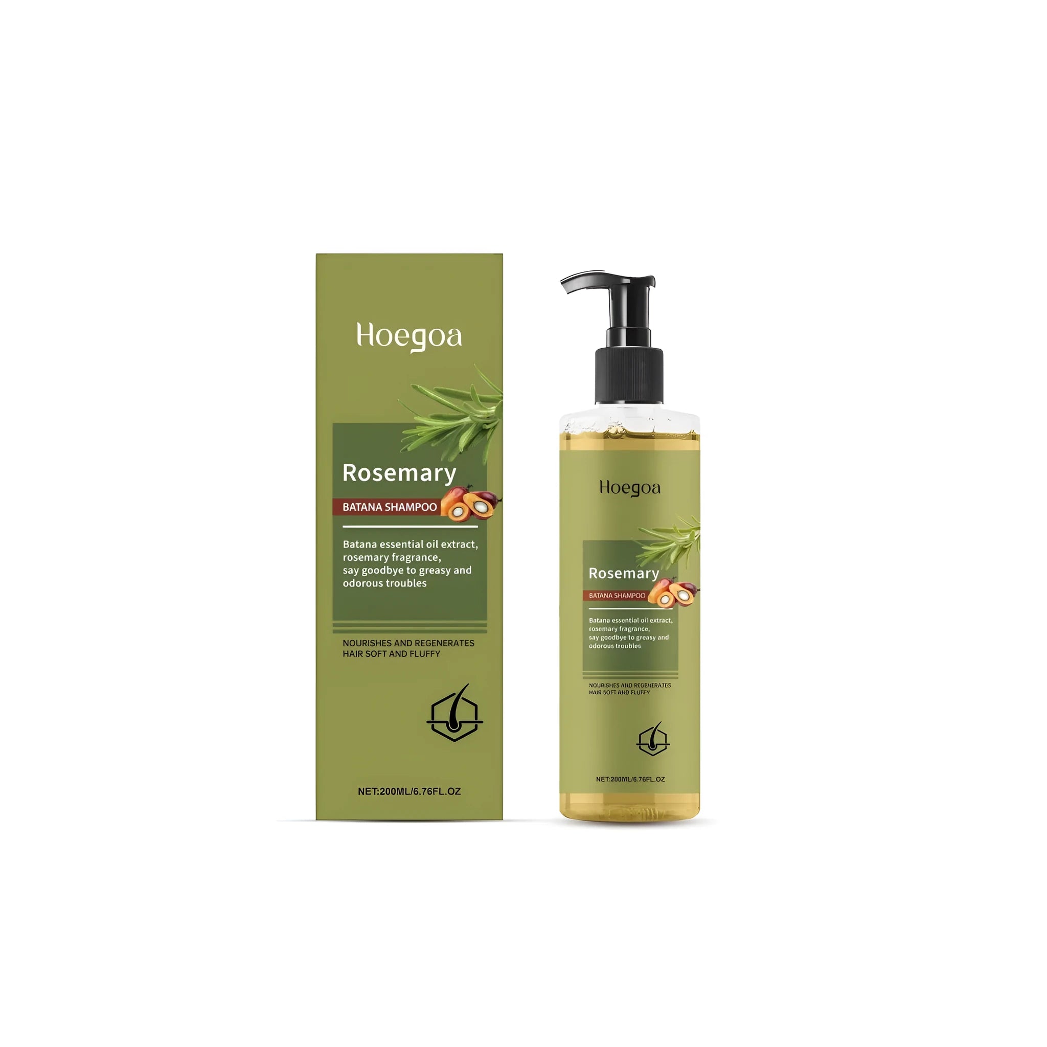 200ml bottle of rosemary hair growth shampoo with botanical extract ingredients