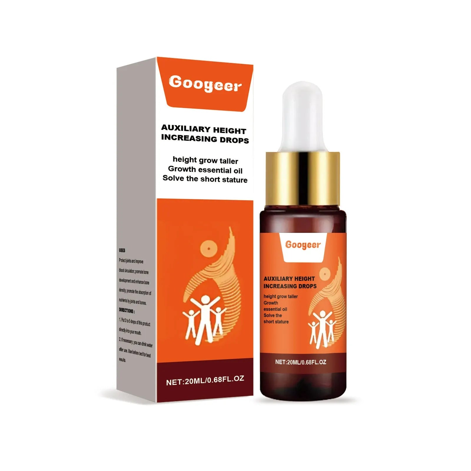 Googeer Height Increasing Drops 20ml body treatment bottle with peppermint extract