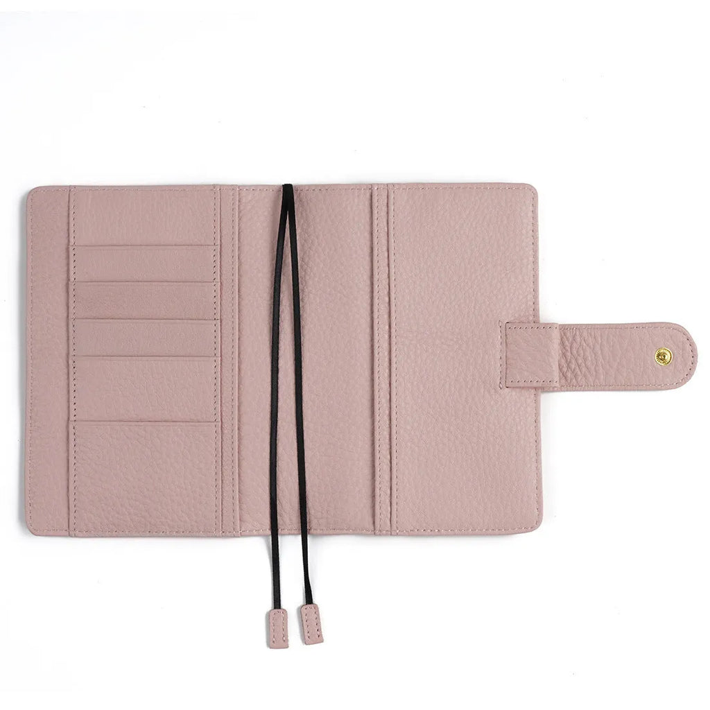 A6 size leather loose-leaf diary with a textured lychee pattern cowhide cover