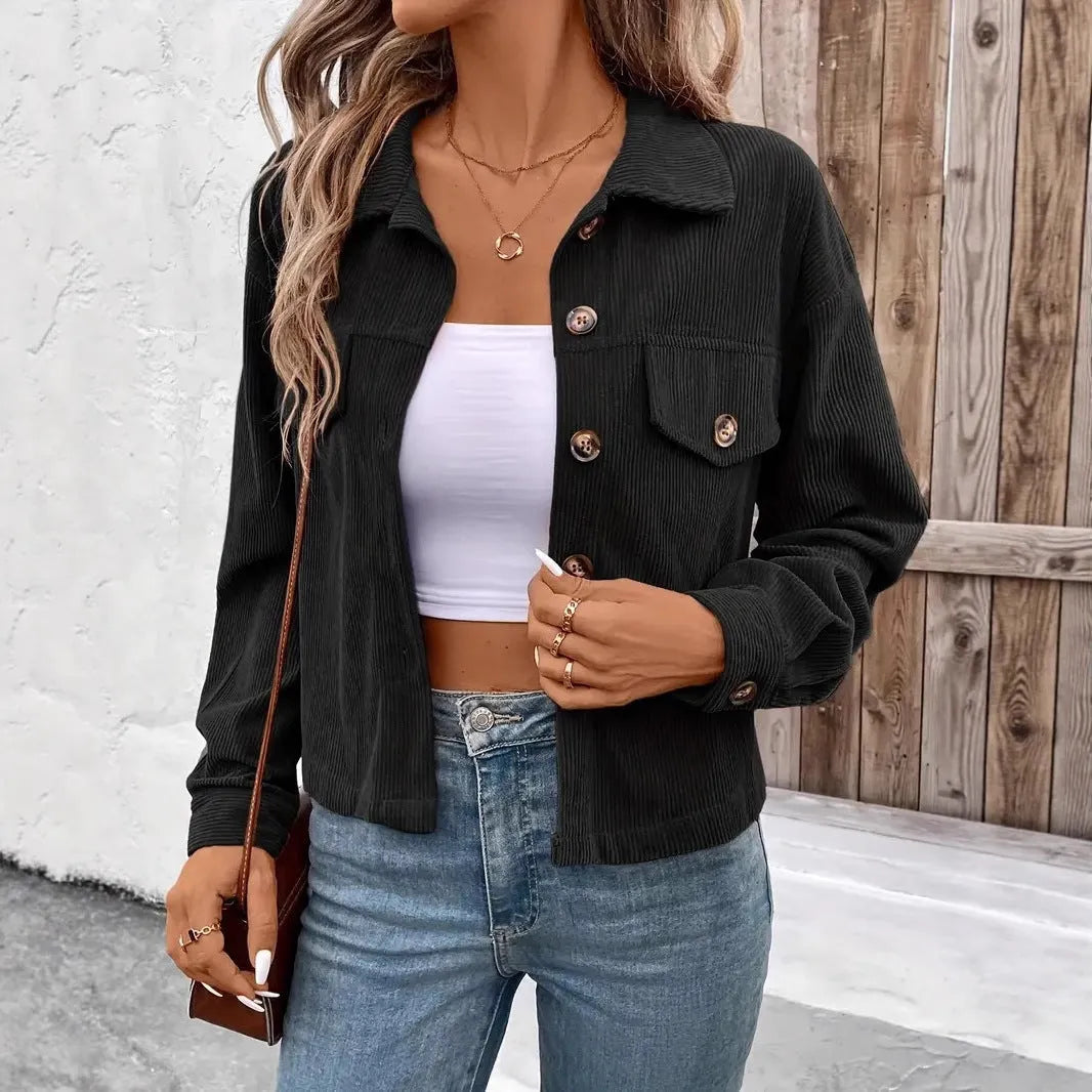 Women's retro artistic shirt coat jacket with button front in six colour options