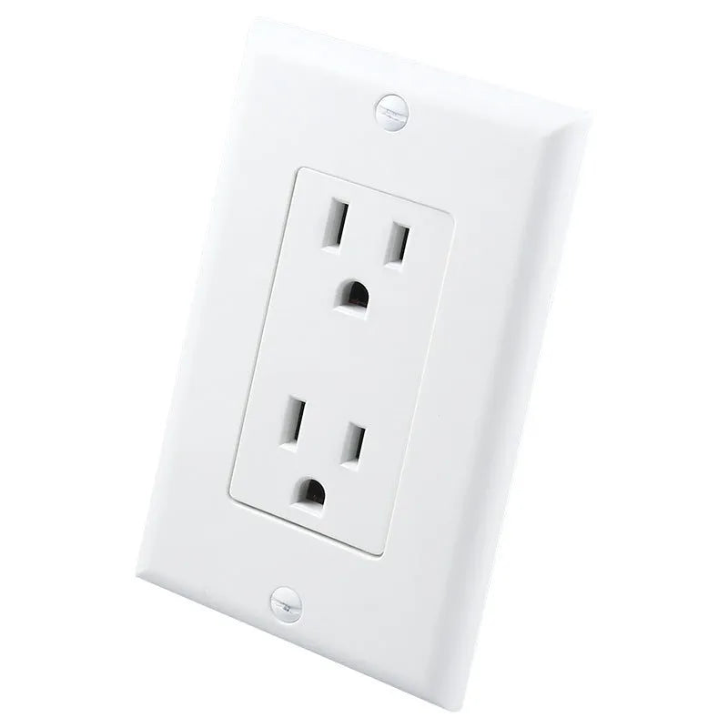 White plastic LED night light plugged into a standard UK wall socket.