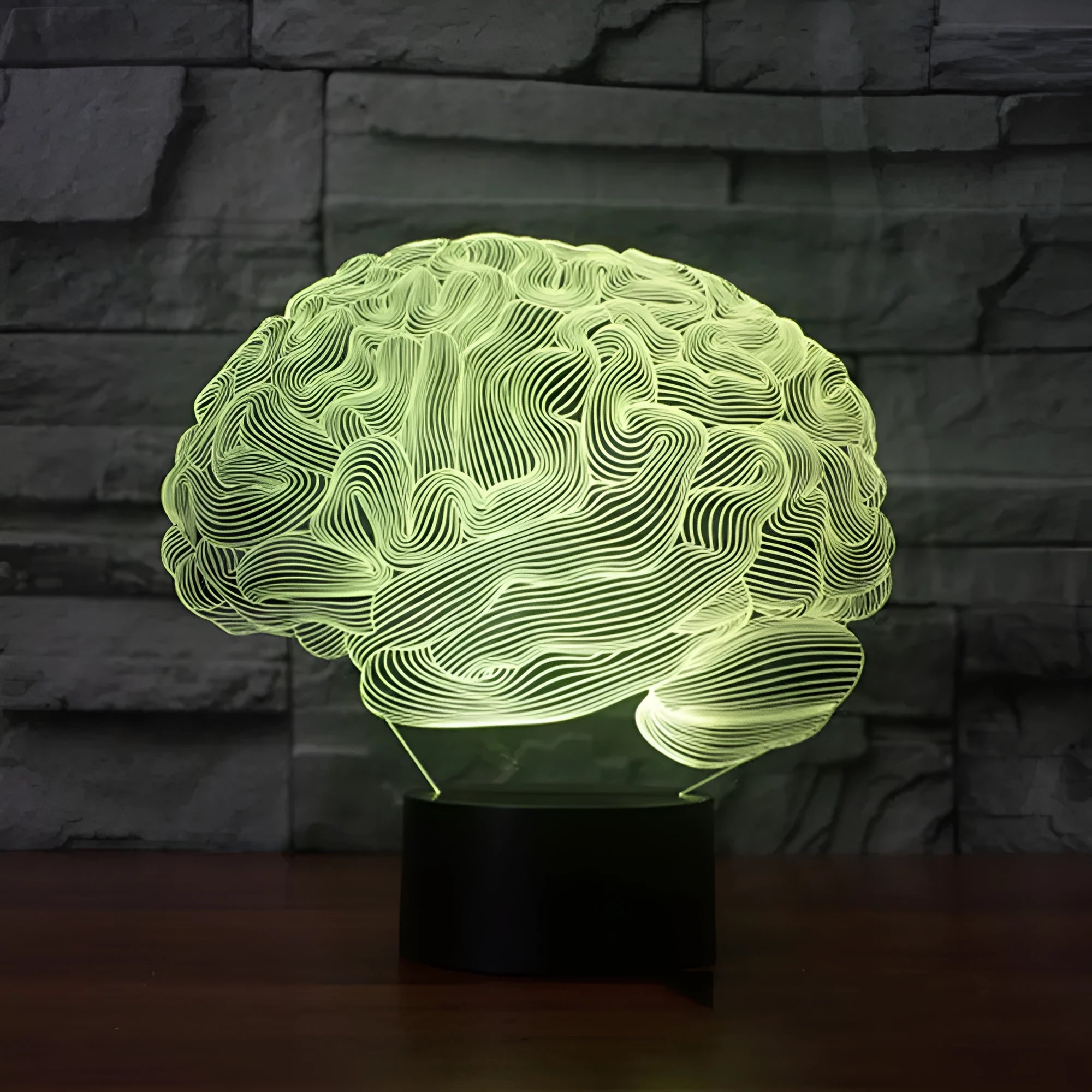3D brain design LED desk lamp with colour changing modes and remote control on acrylic base