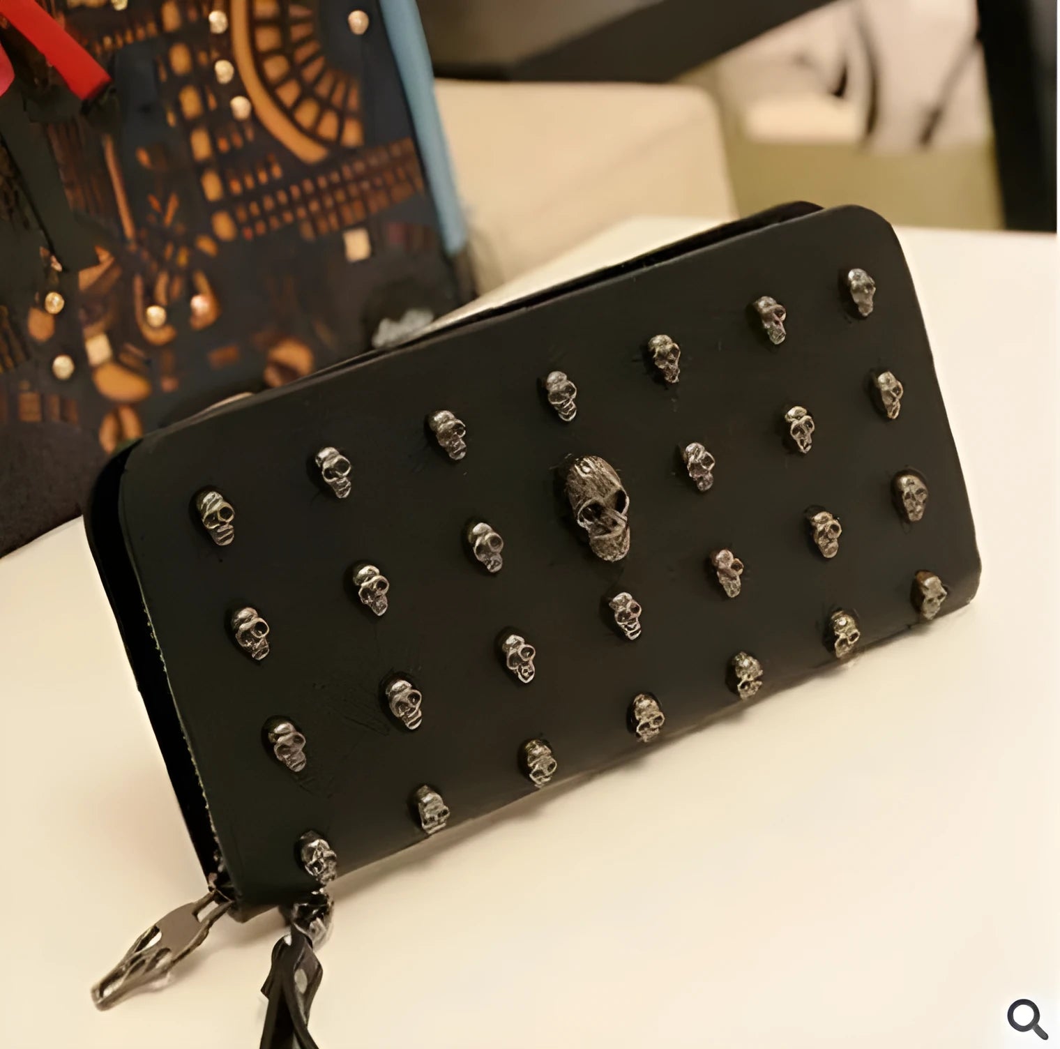 New taro decoration PU leather long wallet with zipper and card slots in neutral colour