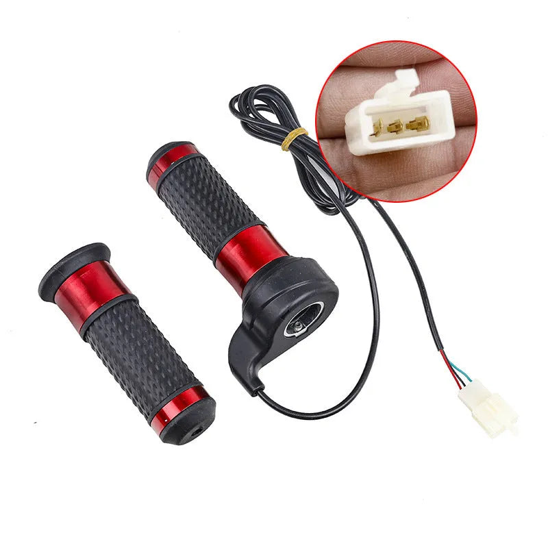 Plastic accelerator handle and switch kit for three-wheel electric car modification.