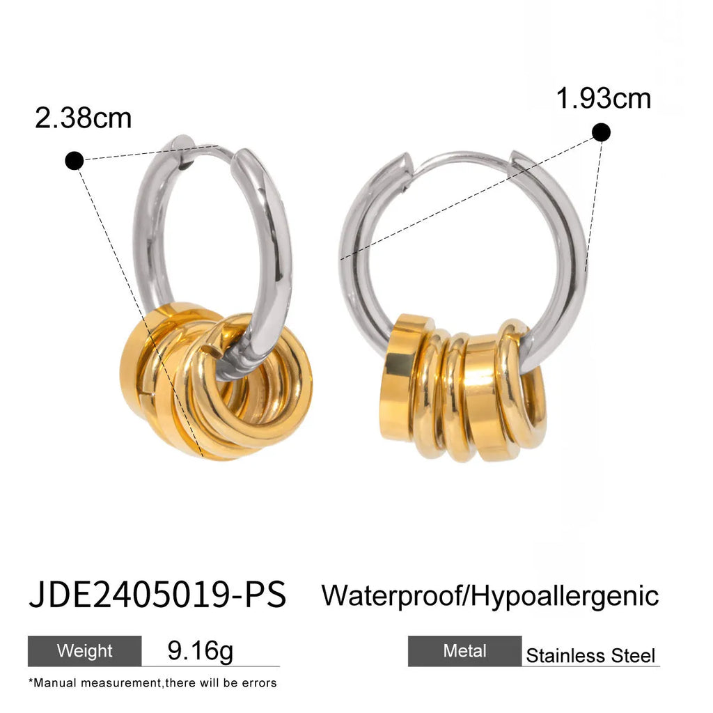 Stainless steel ins-style earrings with electroplated colour finish, available in two colour variations