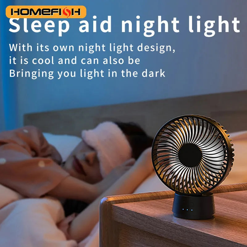 HOMEFISH F2 automatic shake head handheld fan with LED light and removable mounting bracket