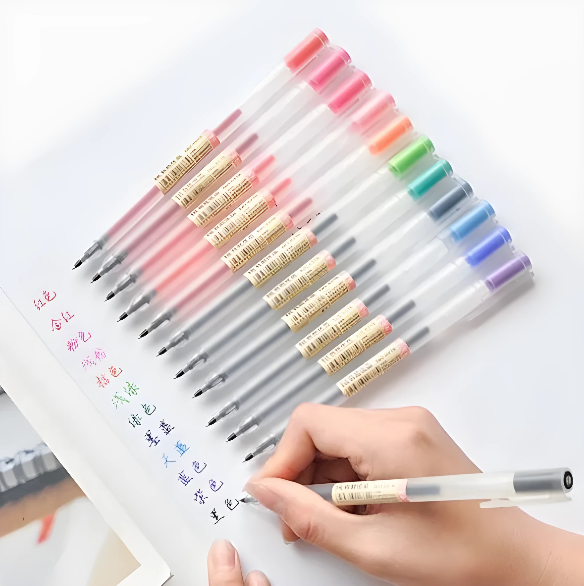 12 black Muji-style gel pens with 0.5mm fine tips, packaged together.