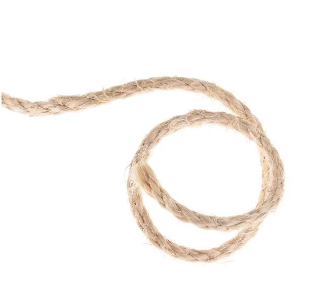 Natural 6mm sisal rope on a roll for cat scratching post repair