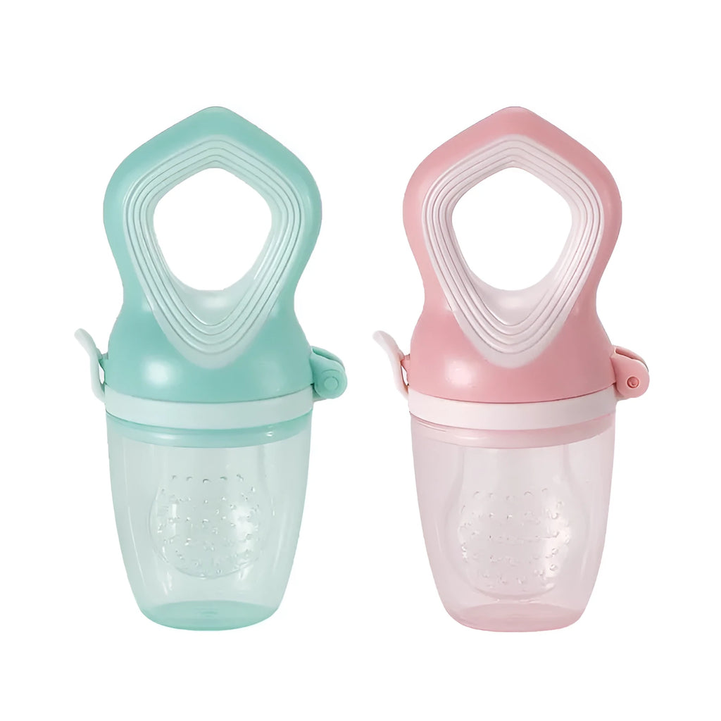 Silicone baby pacifier in light pink and light green, food grade PP and silicone, bisphenol A free