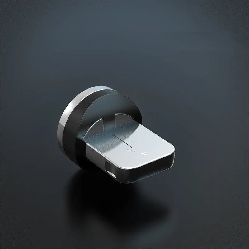 Magnetic smartphone charging cable with LED breathing light, showing black and gold colour options.