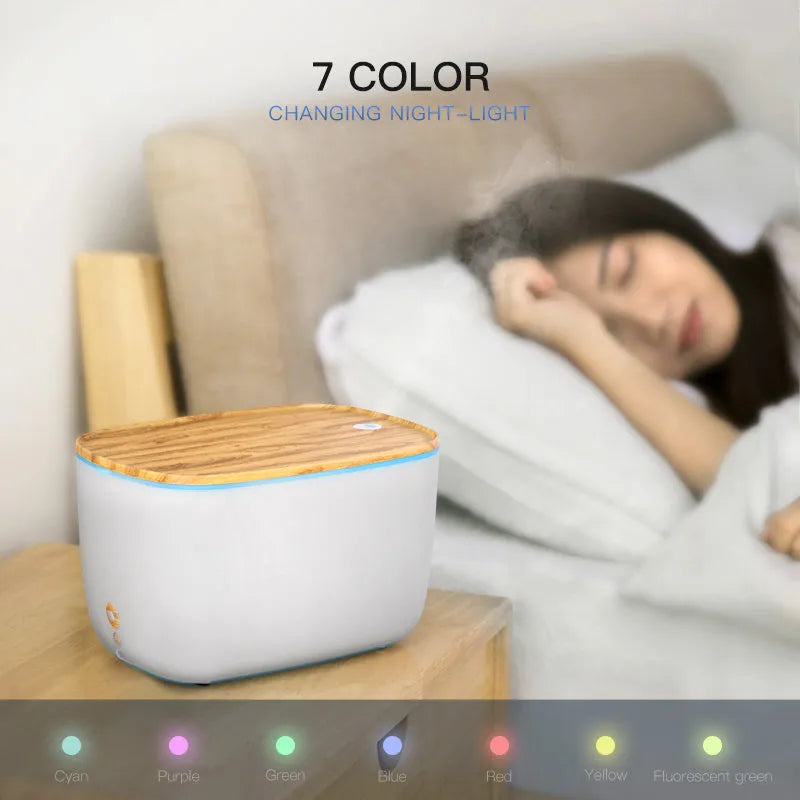 GX-22K compact white household aromatherapy humidifier atomiser with LED night light on a table