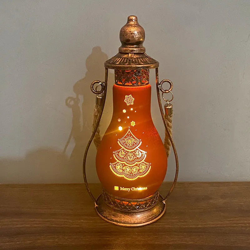 New Chinese style glass LED oil lamp decorative light in red, shown as a hanging ornament.