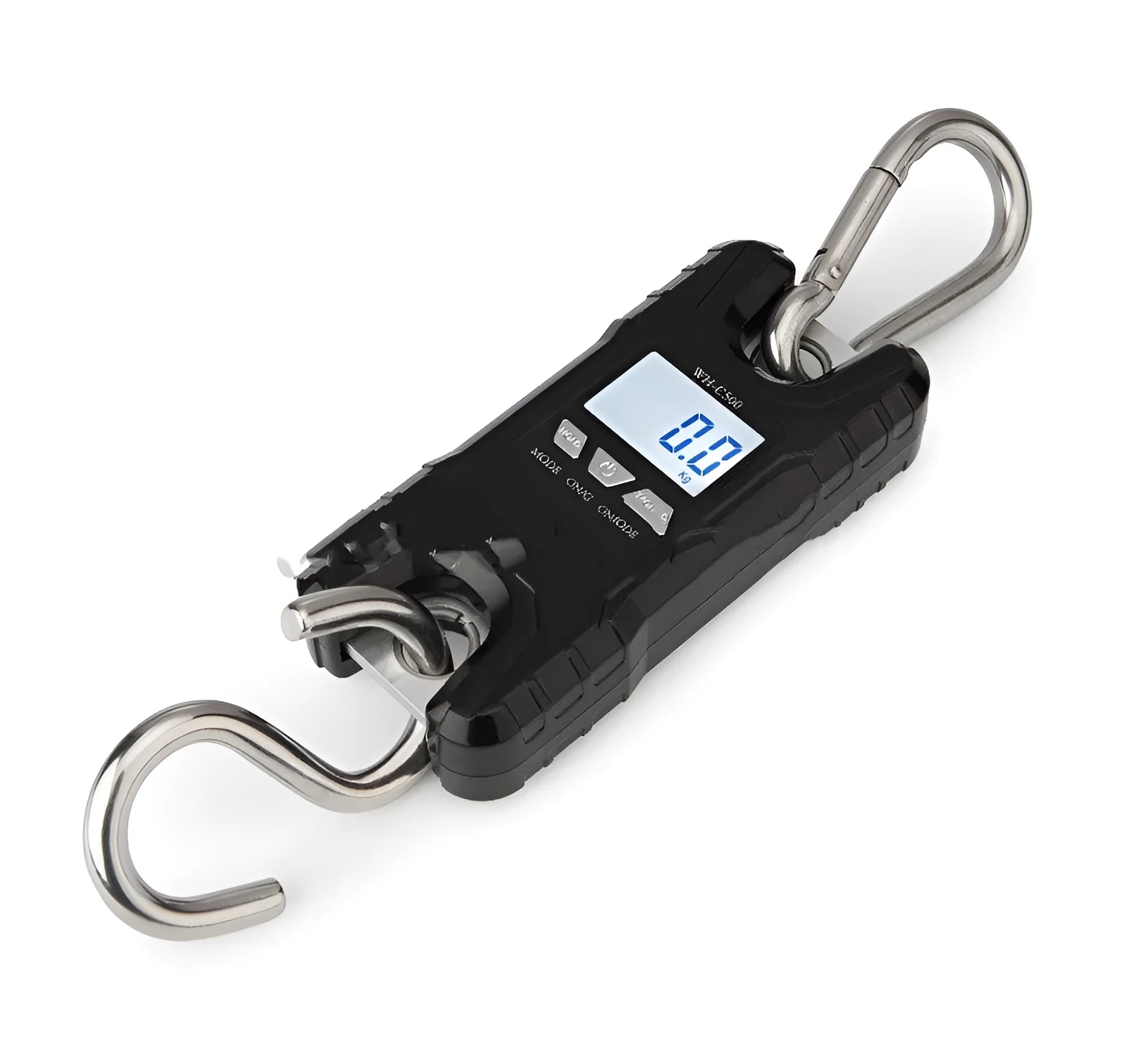500kg electronic crane scale in black with digital display and hanging hook for industrial weighing
