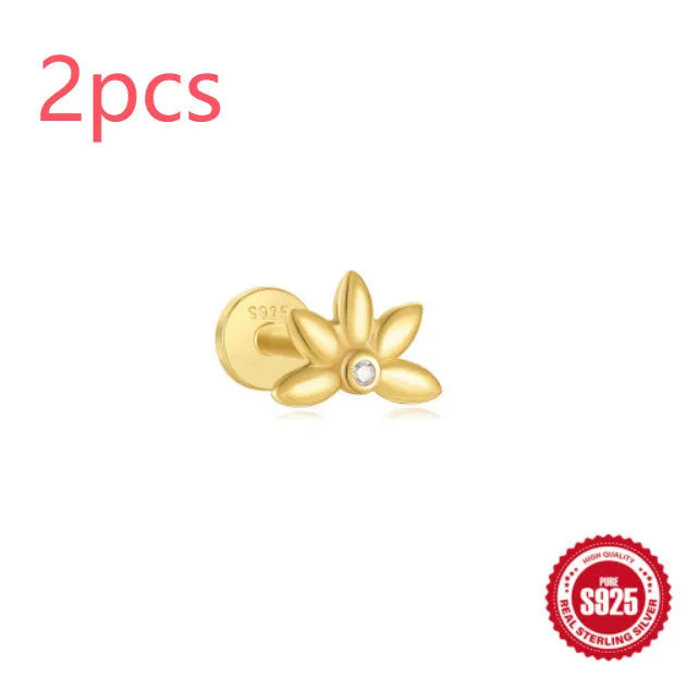 S925 sterling silver tassel ear studs with gold electroplating in six colour variations