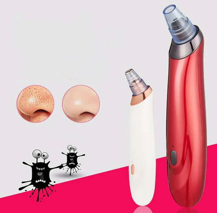Electric blackhead remover pore cleaner device with multiple nozzle attachments