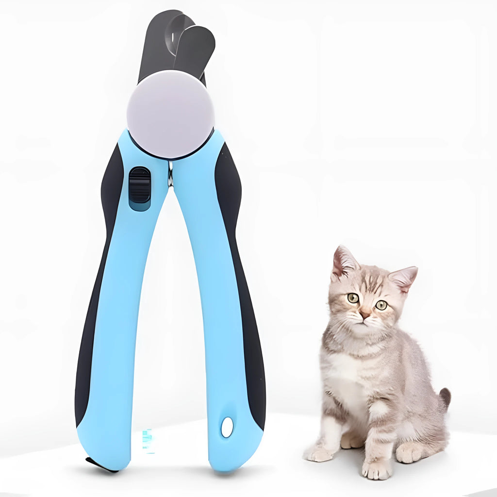 Blue heavy duty dog nail clippers with safety guard for large breed thick nails