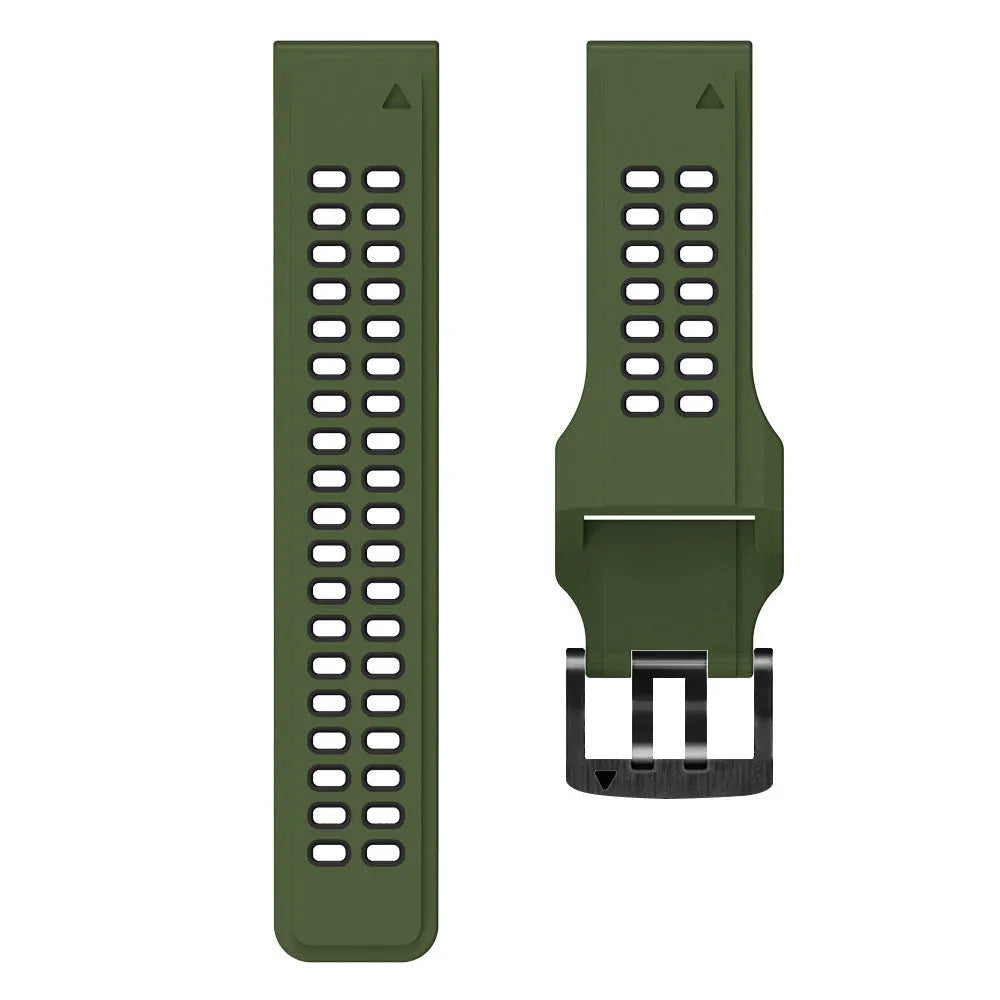 Quick-release two-colour silicone watch strap with pin buckle in sports style