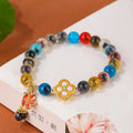 Handmade sugar heart agate bracelet in retro ethnic style with cherry blossom, peach blossom, and ping an pendant designs.