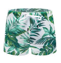 Green nylon men's boxer briefs swimwear shown flat, size L to 3XL available