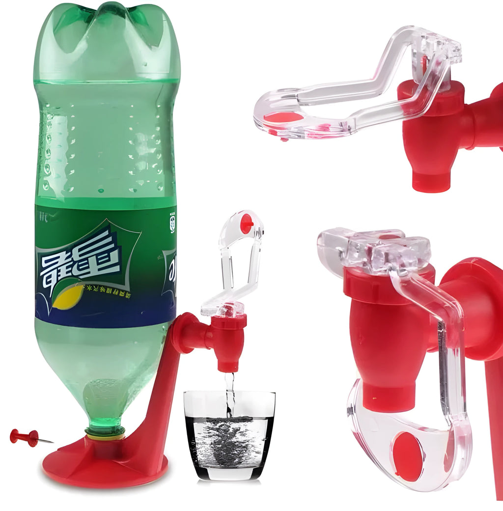 Red Magic Tap soda dispenser attachment for 2-litre bottles measuring 15cm height