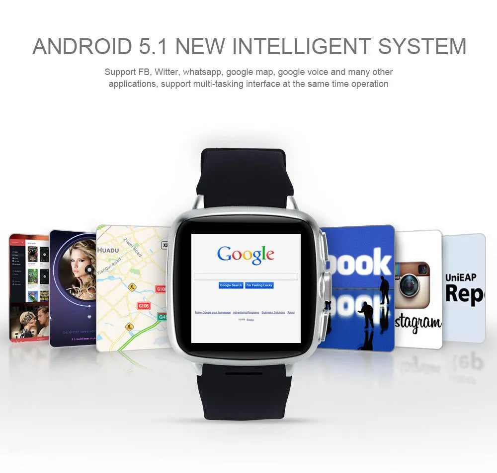 Z01smart watch with 1.54 inch touchscreen showing Android notifications