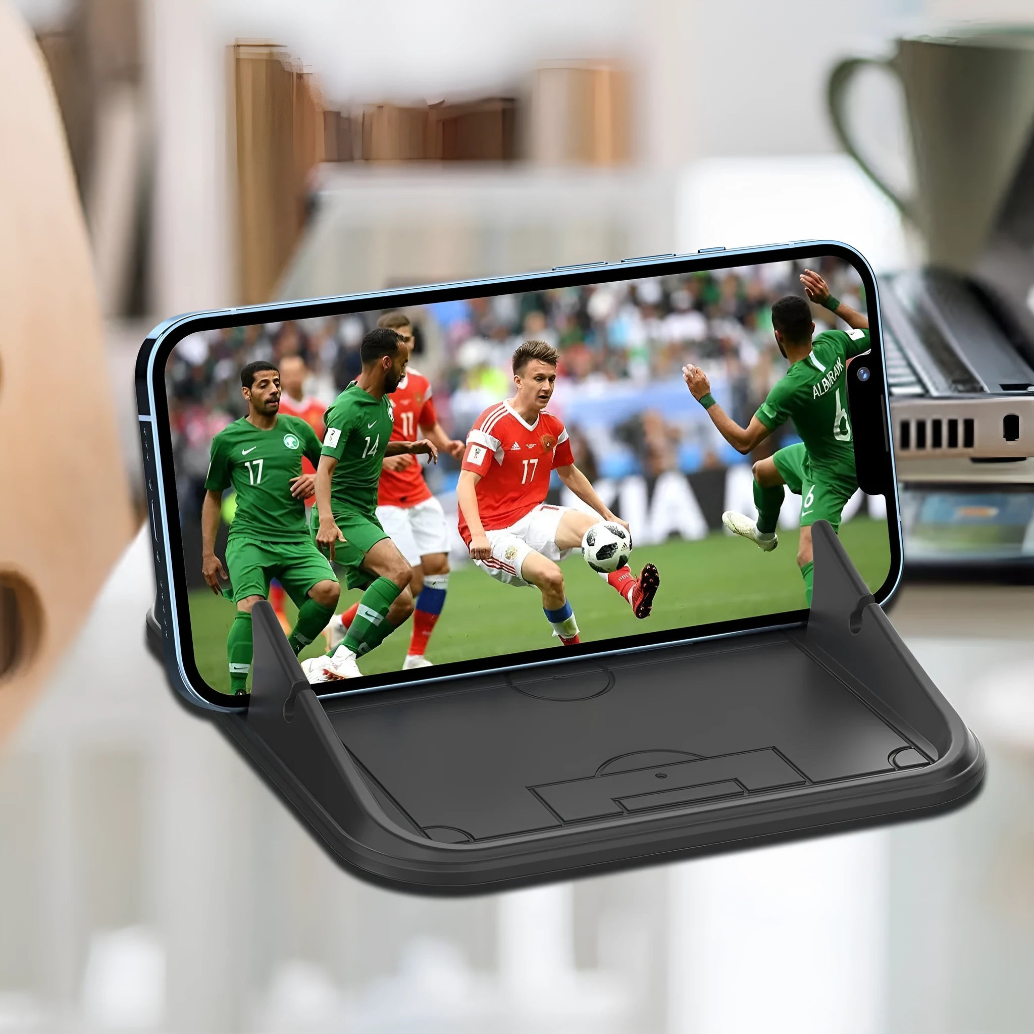 Silicone automobile phone holder with suction pad mount in Peak-X5 colour for dashboard or windscreen installation