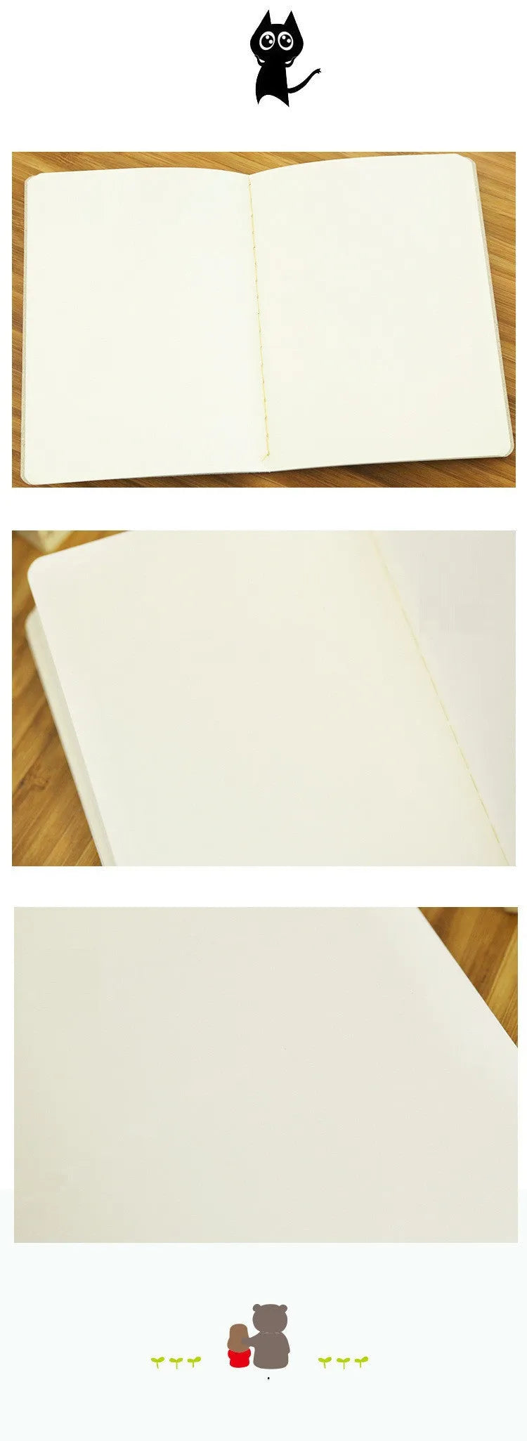Retro plain blank A6 graffiti book in black, white, cowhide, or grey cover colour