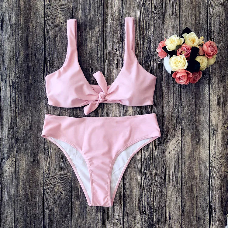 Polyester bikini set with bra and briefs in five colour options