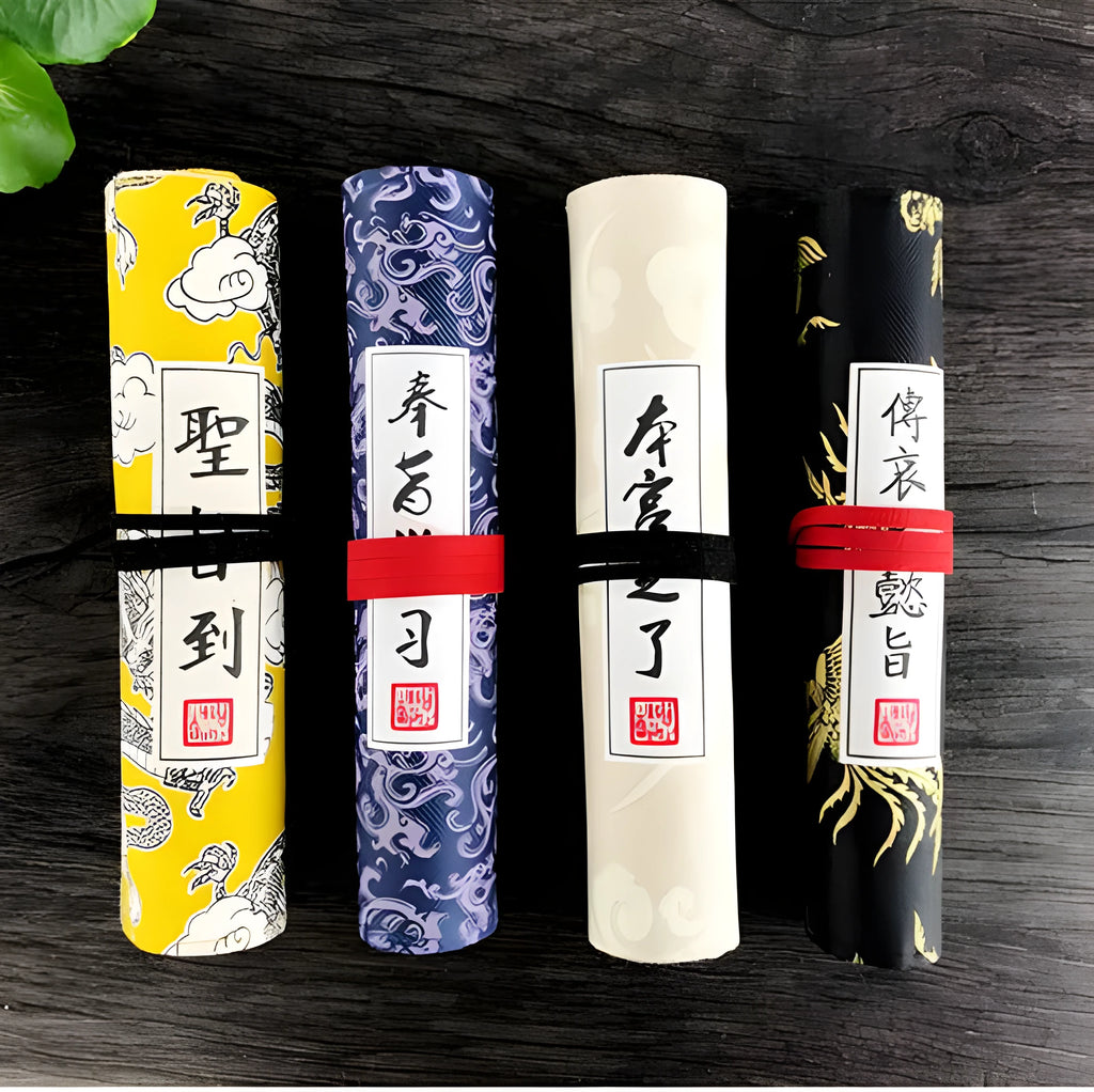 Oxford cloth court style pencil case in black, blue, light yellow or yellow colours measuring 285mm by 200mm