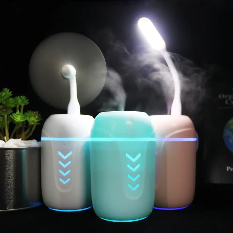 X3 portable car humidifier in columnar design with 200ml tank, shown in blue colour option