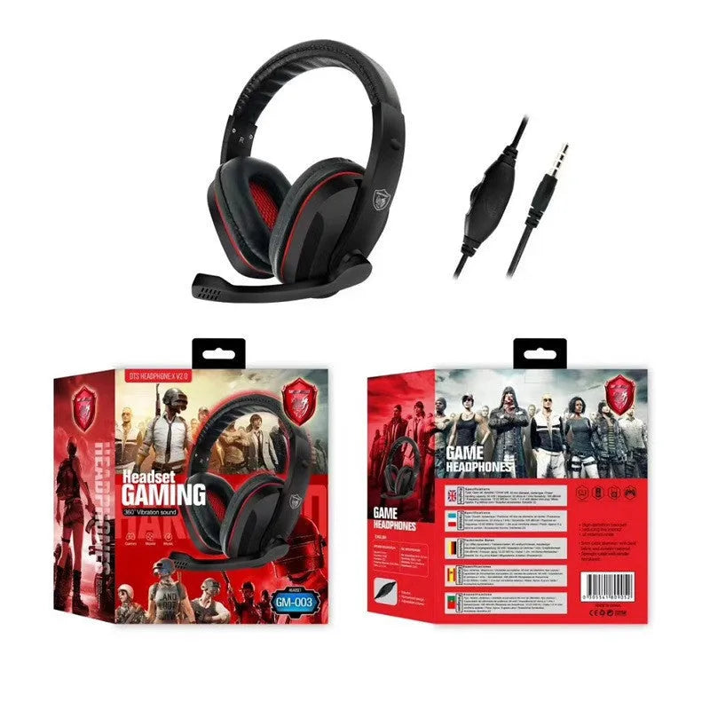 Black wired gaming computer headset with 40mm speakers and 6.3mm straight plug