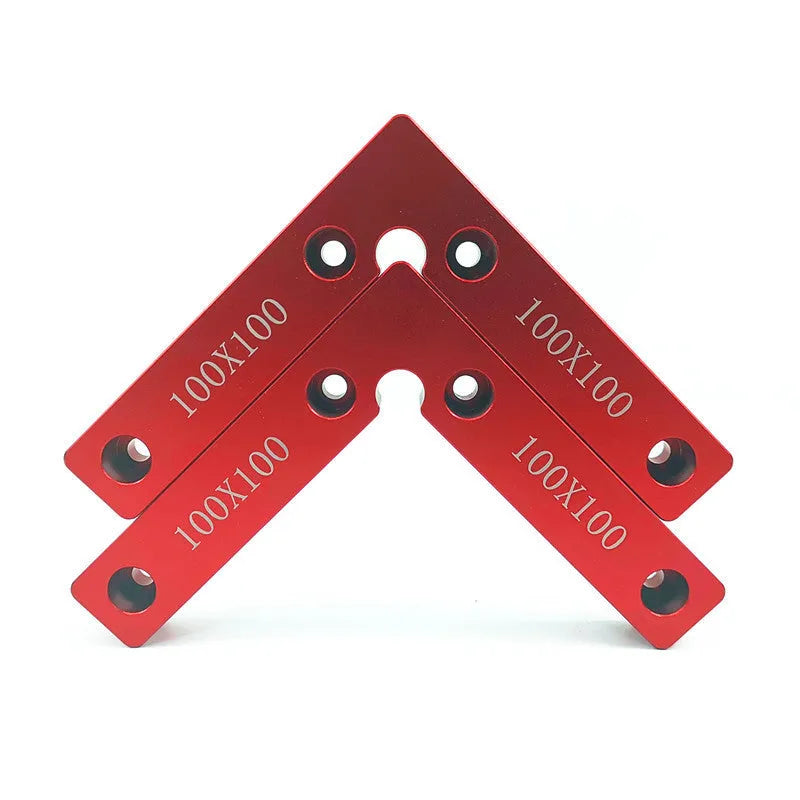 Aluminium right angle positioning block for clamping a woodworking jigsaw, showing measurement scale.