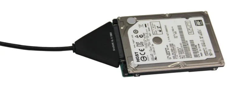 Black USB 3.0 to SATA adapter cable with 7+15 pin connector and separate power line for hard drives