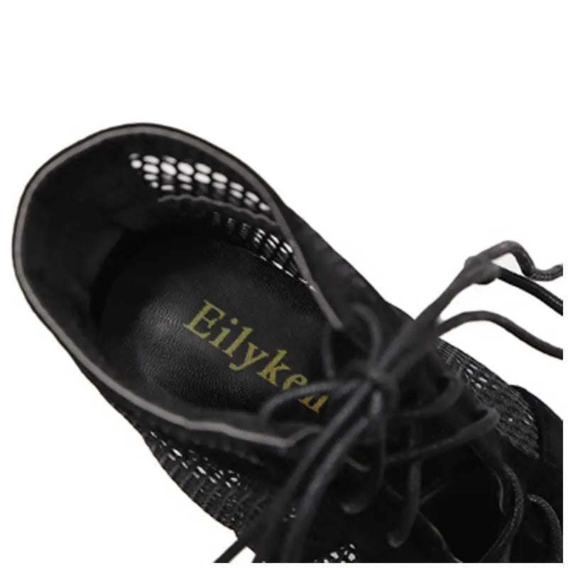 Black suede lace-up high heel women's shoes with 11.5cm heel on sizing chart