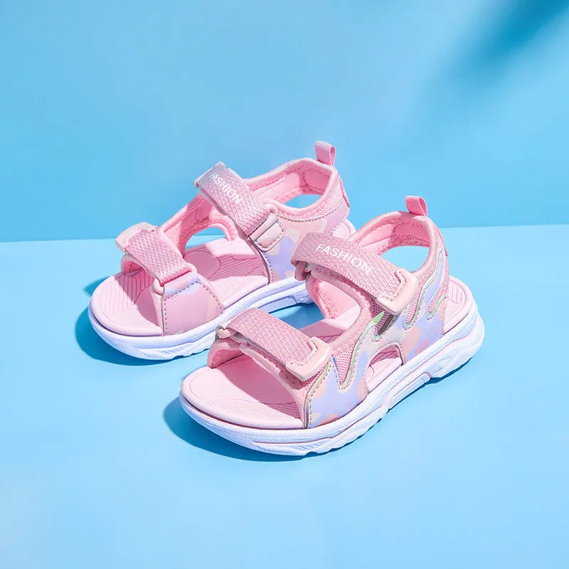 Children sport mesh sandals with breathable three-layer net upper and non-slip EVA sole in blue colour
