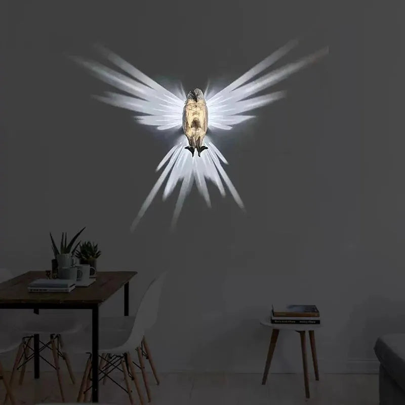 Eagle shape 3D wall lamp with silhouette projection measuring 22.5 x 9 x 12 cm