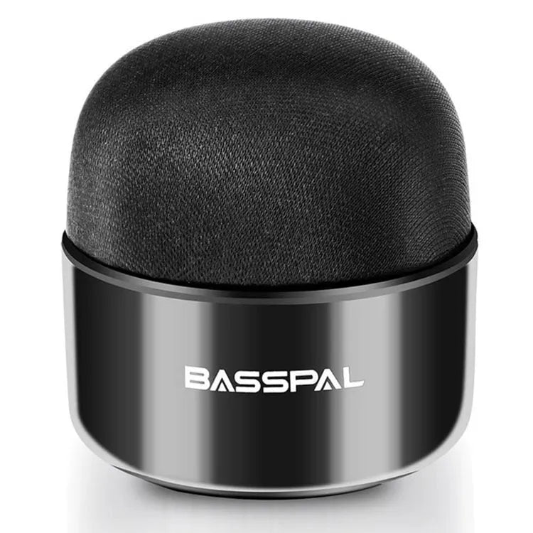 Black waterproof portable Bluetooth speaker showing button controls and compact design